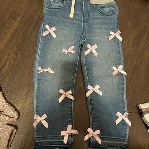 GAP Kids Blue Jeans with Pink Bows